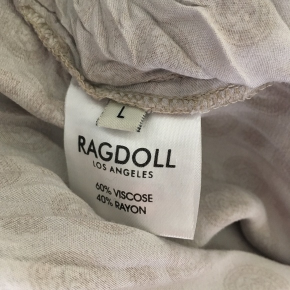 RAGDOLL Los Angeles Viscose Burgundy + Taupe Pyjama Style Pants L - Picture 4 of 5